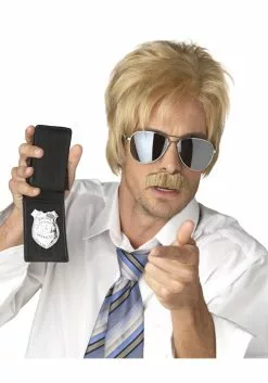 Ace Detective Costume Wig And Moustache (Blonde)