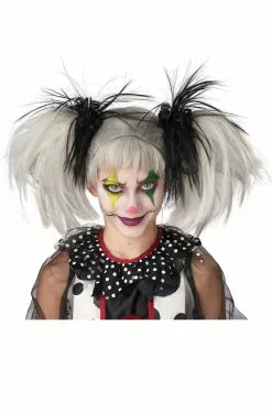 Glow In The Dark Punk Pigtails Wig (Black/Grey)