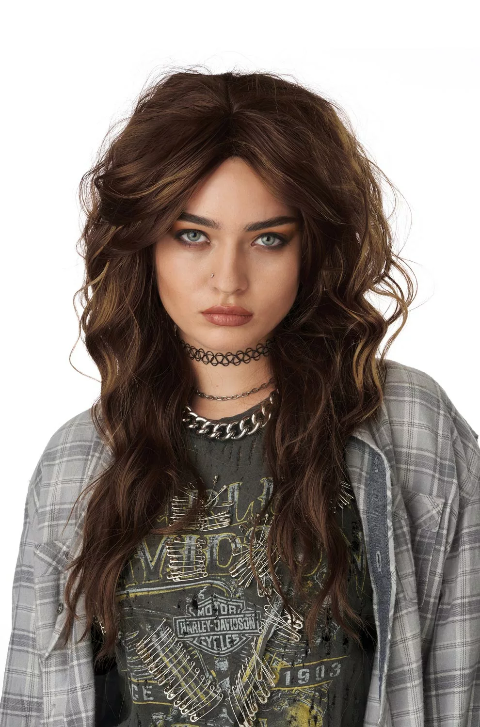 90'S Grunge Rocker Adult Wig (Brunette) 3 90'S Grunge Rocker Adult Wig (Brunette)