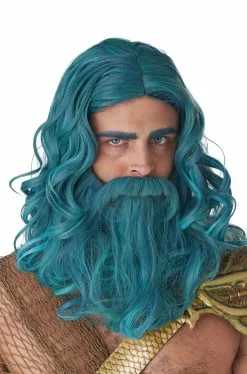 Ocean King Adult Wig And Beard Set