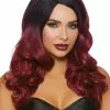 Long Wavy Ombre Wig (Black/Burgundy) -Ghost Couture Store G11338 full 1
