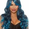 Long Wavy Ombre Layered Wig (Steel Blue/Bright Blue)