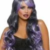 Long Wavy Ombre Layered Wig (Black/Lavender) 2 Long Wavy Ombre Layered Wig (Black/Lavender) -Ghost Couture Store G11352 full 1
