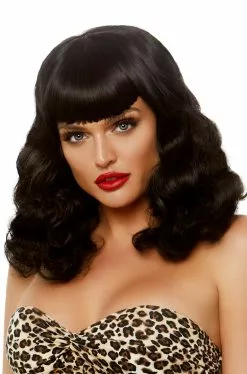 Retro Bang Curly Bob Adult Wig